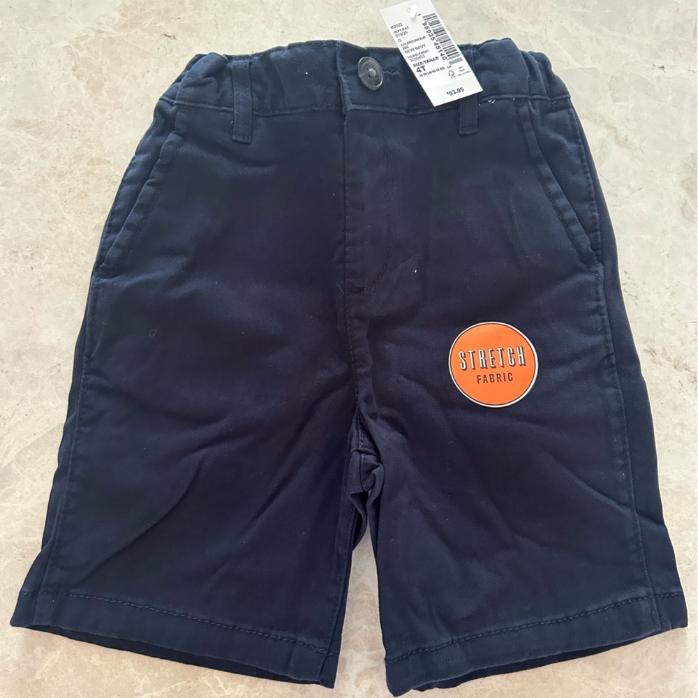 NEW Boys Uniform Stretch Chino Shorts Navy, Size 4T